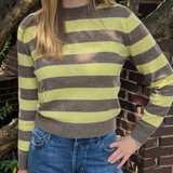 Brushed Stripe Crew in Neon and Camel