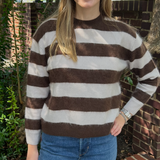 Brushed Stripe Crew in Hickory Stripe