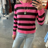 Stripe Cashmere Sweater in Pink and Brown