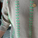 Leaf Crew Cotton Sweater -Biscuit Apple