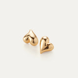 Art Heart Button Earrings - Gold
