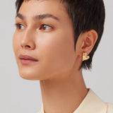 Art Heart Button Earrings - Gold