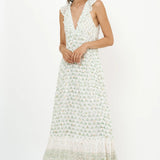 Ruffle V-Neck Maxi Dress -Juniper Olive