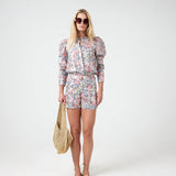 Frida Metallic Linen Shorts -Florece Print