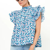 Pintuck Ruffle Top -Wine Lingon
