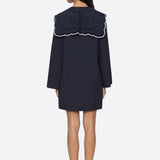 Marie Embroidery Dress - Navy