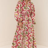 Noddy Dress -Pink Citrus Tile