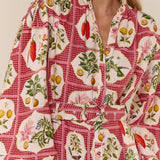 Noddy Dress -Pink Citrus Tile
