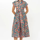 Belted Shirt Dress -Aqua Persia