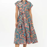 Belted Shirt Dress -Aqua Persia