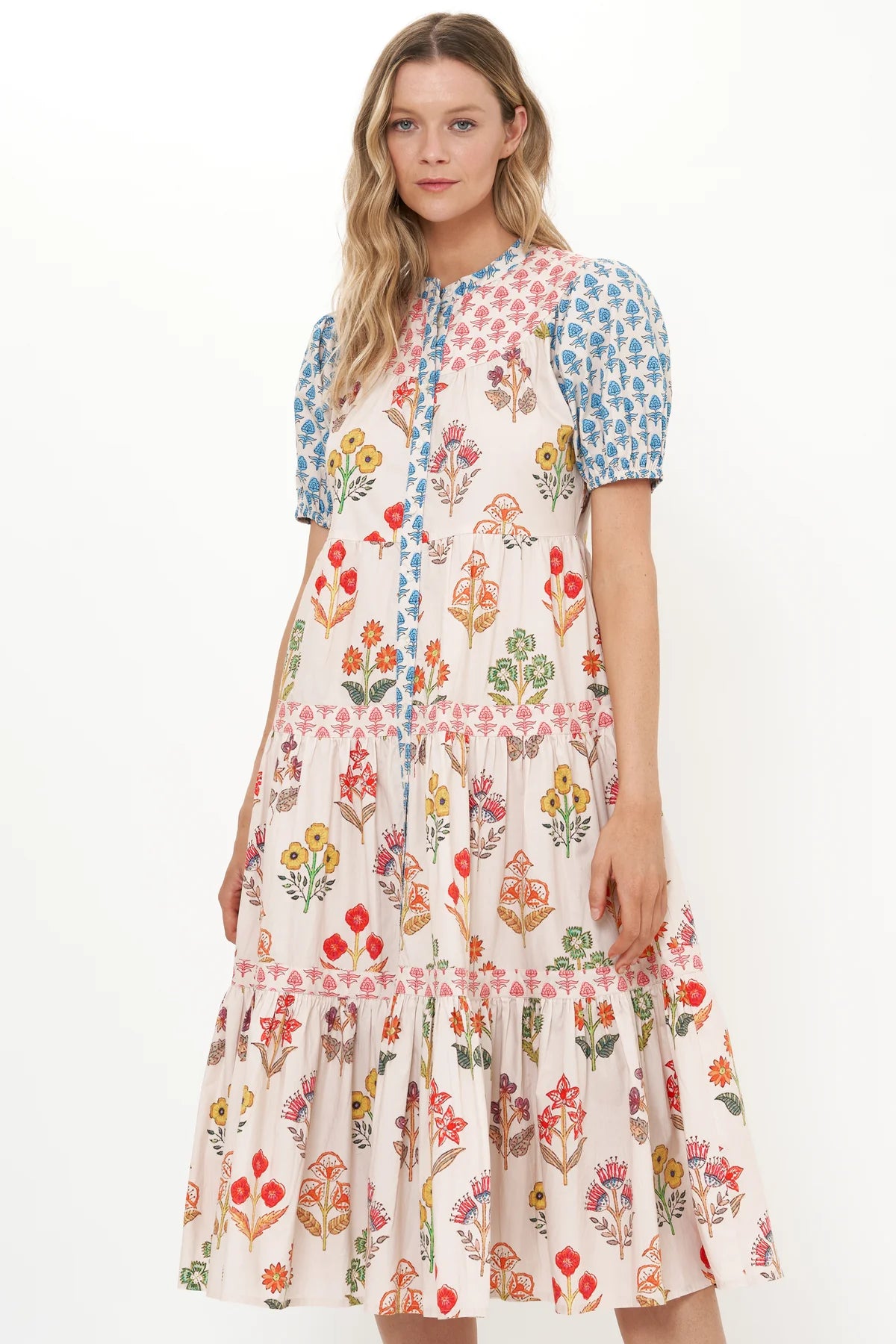 Scoop Tiered Midi Dress -Provence Blue