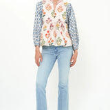 Mandarin Balloon Top -Provence Blue