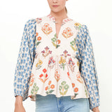 Mandarin Balloon Top -Provence Blue