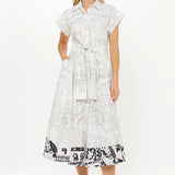 Belted Shirt Dress -White Roma
