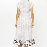 Belted Shirt Dress -White Roma