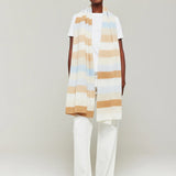 Stripe Up Travel Wrap -Camel/Blue