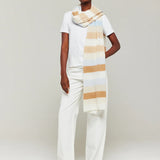 Stripe Up Travel Wrap -Camel/Blue