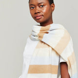 Stripe Up Travel Wrap -Camel/Blue