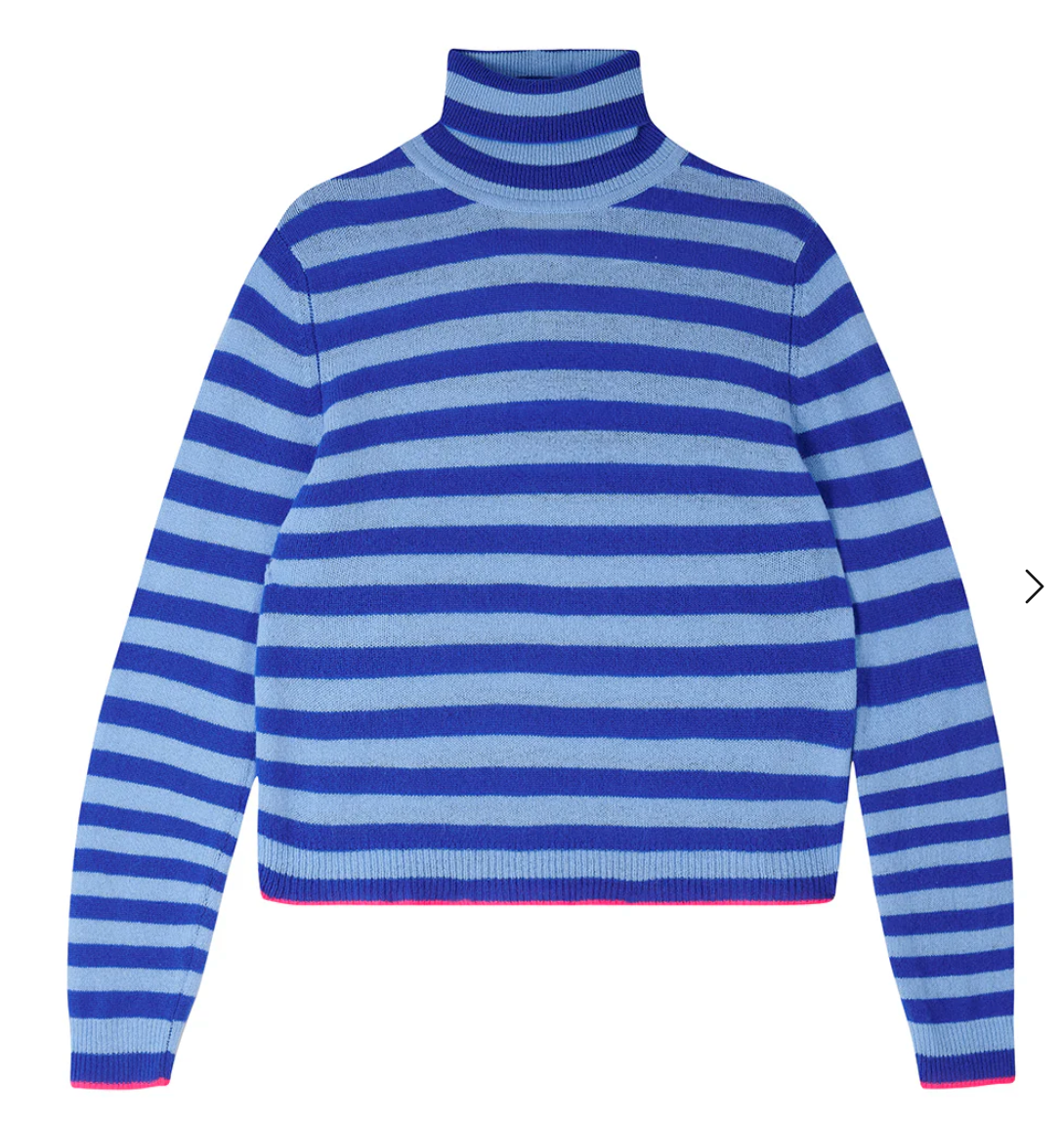 Little Stripe Roll Collar -Blue