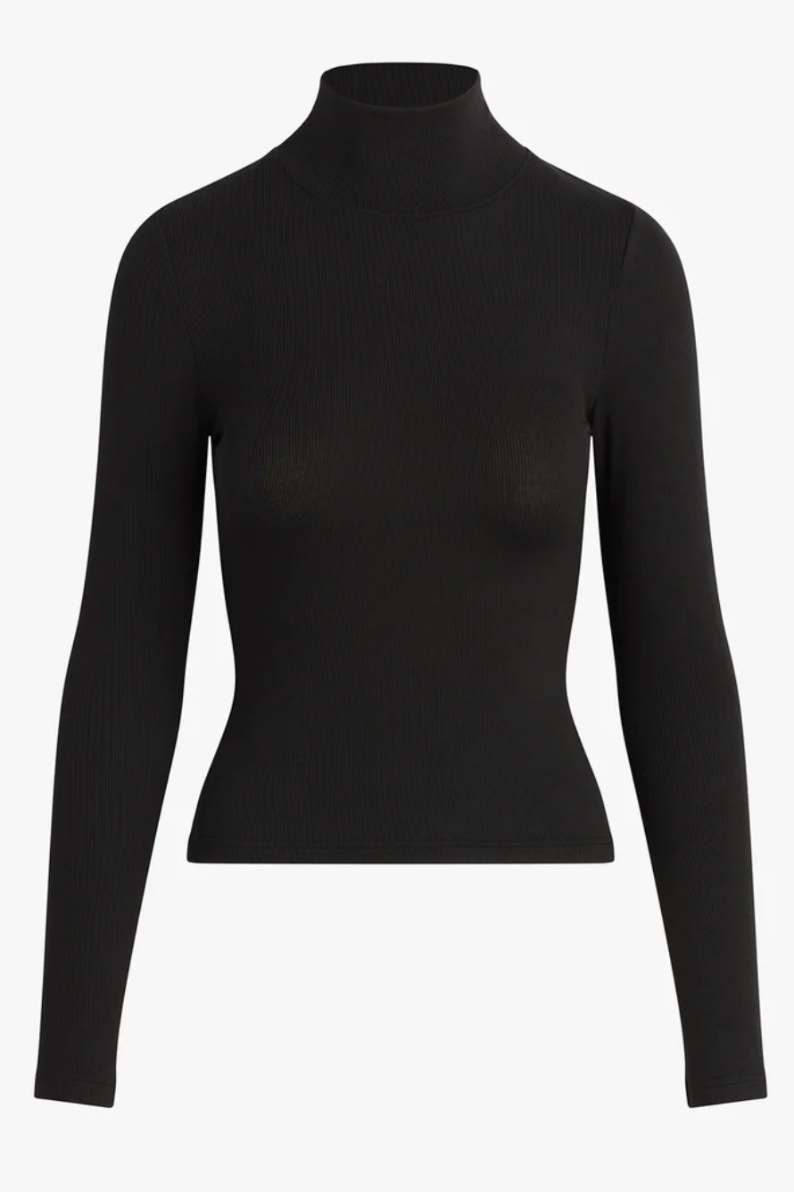 The Ribbed Turtleneck -Black
