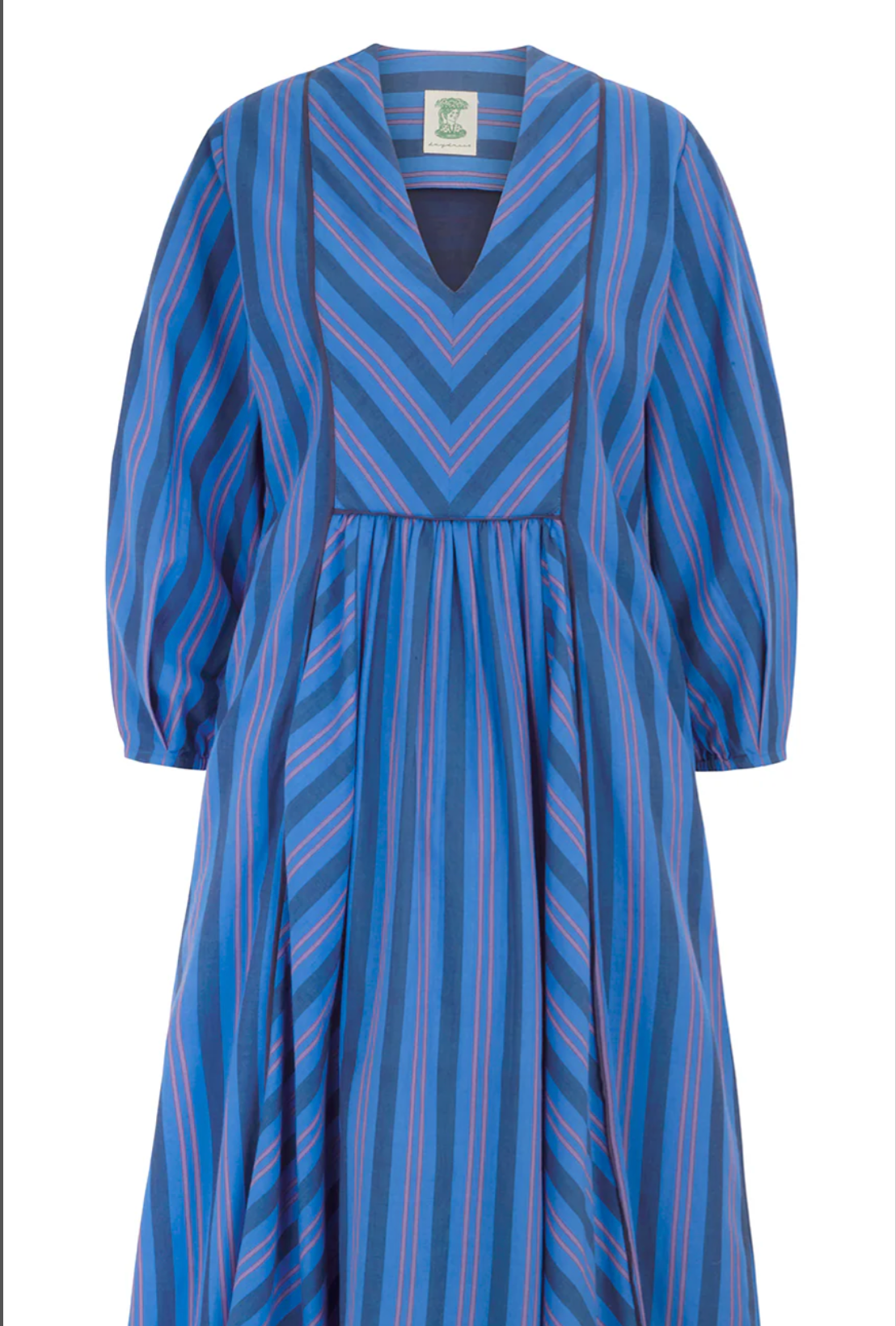 Frances Dress -Blue Handloom Stripe
