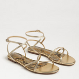 Ellina Strappy Flat Sandal -Amber Gold Leather