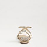 Ellina Strappy Flat Sandal -Amber Gold Leather