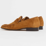 Ruched Loafer in Saddle Suede
