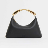 Metal Handle Rhea Bag in Black and Gold