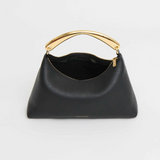 Metal Handle Rhea Bag in Black and Gold