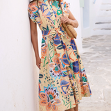 Belted Shirt Dress in Cream Antico