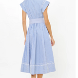 Belted Shirt Dress in Sconset Blue