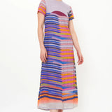 Short Sleeve Shift Maxi Dress -Blue Solstice