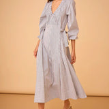 Vera Dress - Embellished Croquet Stripe