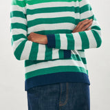 Cashmere Gradient Stripe Crew Sweater -Green