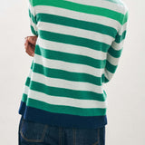 Cashmere Gradient Stripe Crew Sweater -Green
