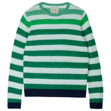 Cashmere Gradient Stripe Crew Sweater -Green