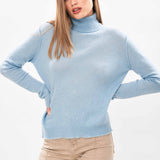Cashmere Roll Collar Sweater in Blue