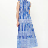 Sleeveless Smocked Maxi Dress -Blue Ziggy