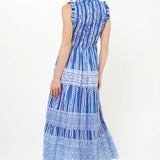 Sleeveless Smocked Maxi Dress -Blue Ziggy