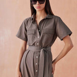 Amira Midi Dress -Solid Fawn