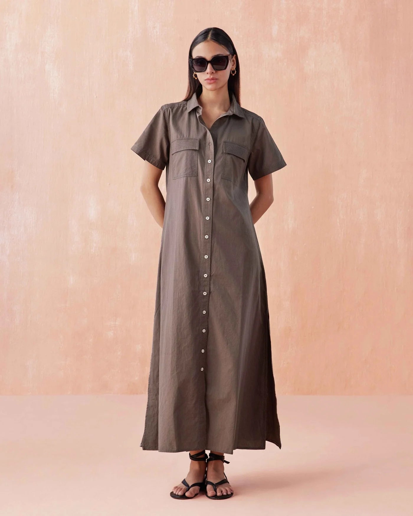 Amira Midi Dress -Solid Fawn Ellett Amira Midi Dress -Solid Fawn Ellett
