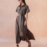 Amira Midi Dress -Solid Fawn