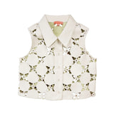 Olive Sleeveless Button Down Top