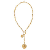 Nikita Toggle Chain Medallion Lariat Necklace -Gold