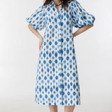 Angel Linen Dress -Hamptons Print