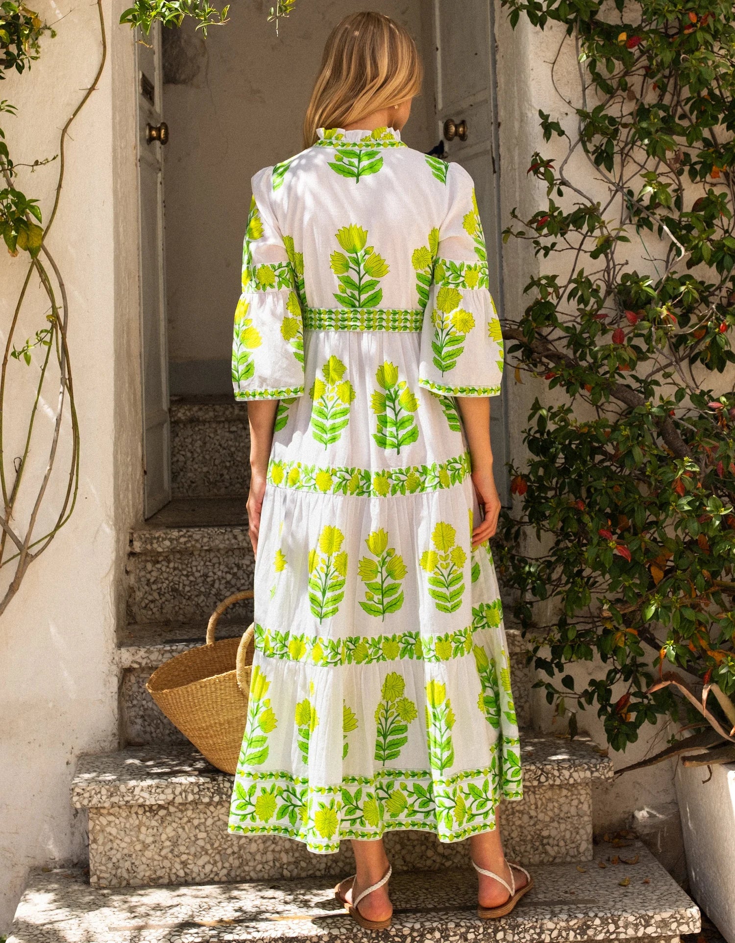 lime green print dress Multi KarenMillen Plus Size Lime Print Cotton Halter Neck Woven Midi Dress With Dropped Waist Detail