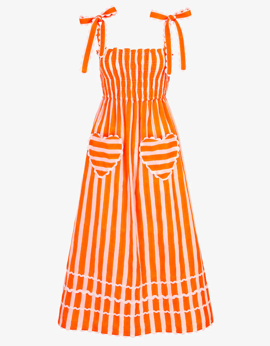 Immy Dress -Neon Orange Stripe