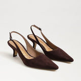 Sam Edelman Bianka dark brown suede pointed-toe slingback kitten heel pumps